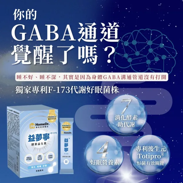 【Home Dr.】益夢寧F-173酵素活性GABA益生菌(舒壓好眠好消化3入共60包)