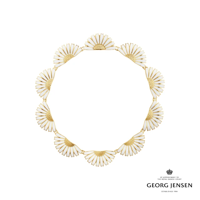 Georg Jensen 喬治傑生 DAISY 項鍊(18K黃金電鍍純銀 白瓷琺瑯 項鍊)