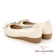【CUMAR】小方頭同面色飾釦楔型低跟鞋(白色)
