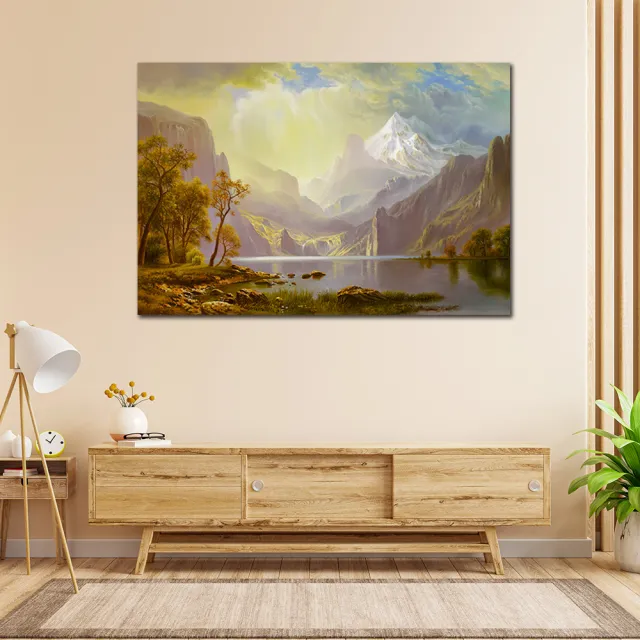 【御畫房】天山湖畔 國家一級畫師手繪油畫60×90cm(VF-86)