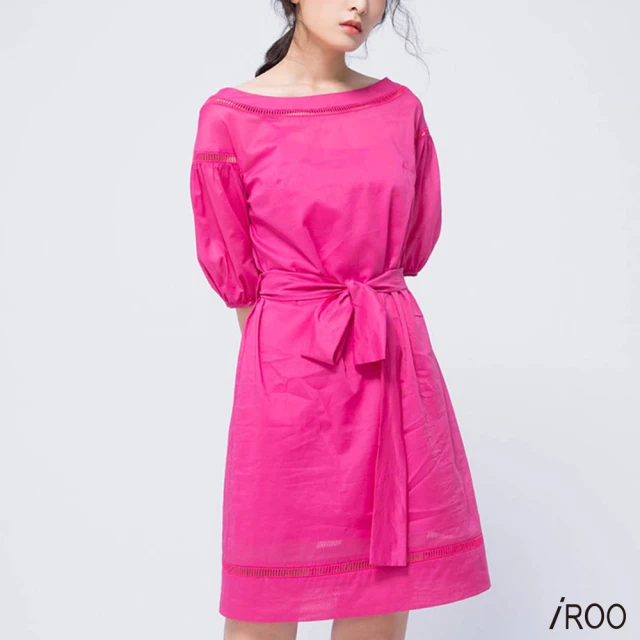 【iROO】優雅女伶流行設計五分袖洋裝