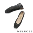 【MELROSE】美樂斯 華麗晶鑽網布拼接羊皮內增高方頭低跟鞋(黑)