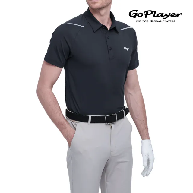 【GoPlayer】出清特價 男彈性透氣短袖上衣-黑.藏青.白(高爾夫短袖T恤球衫 Polo運動排汗速乾Golf球衣)