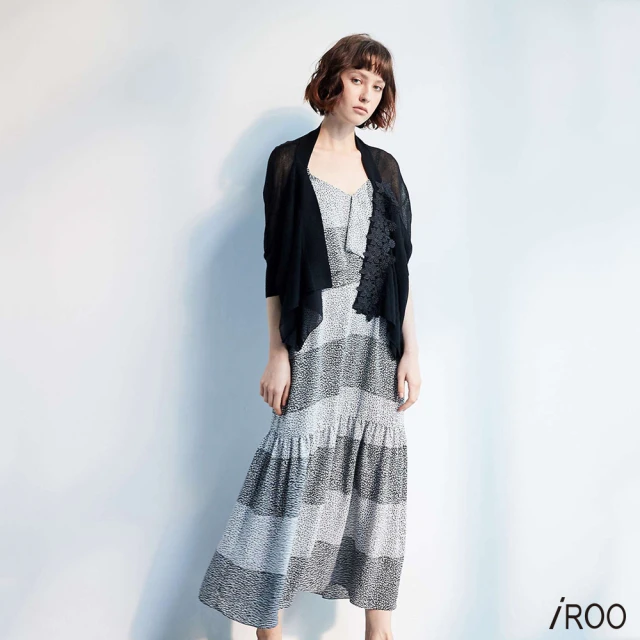 iROO 領口拼接須須感流行造型無袖短洋裝評價推薦