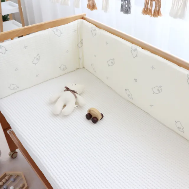 【Kori Deer 可莉鹿】韓式絎縫可拆洗嬰兒床加厚純棉防撞床圍欄(多功能防摔床墊兒童床邊安全護欄)