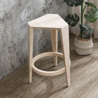 【BODEN】梅莉森幾何六角造型實木吧台椅/吧檯椅/高腳椅-洗白色(二入組合)