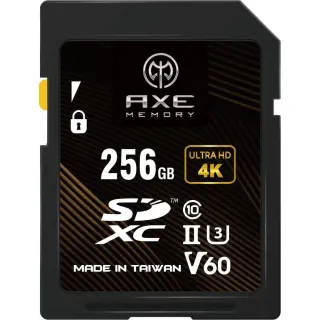 【AXE MEMORY】專業級SDXC 256GB V60 UHS-II 防水防震防X射線 記憶卡 U3 4K(台灣製造 耐高低溫)