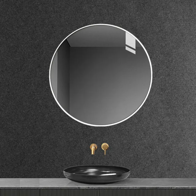 【YORI優里嚴選】50cm圓形鏡子 簡約北歐風浴室鏡 化妝鏡 玄關鏡(經典黑/自然白/輕奢金/無邊框鏡子)