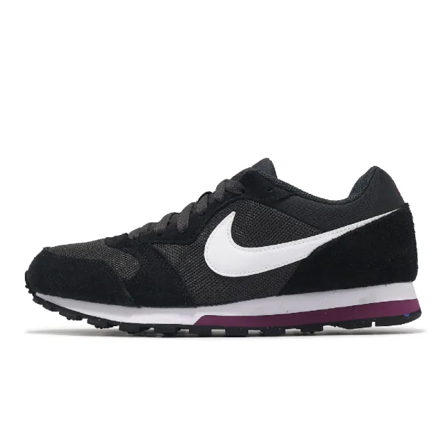 【NIKE 耐吉】慢跑鞋 Wmns MD Runner 2 女鞋 黑 紅 網布 麂皮 緩衝 華夫格大底(749869-012)