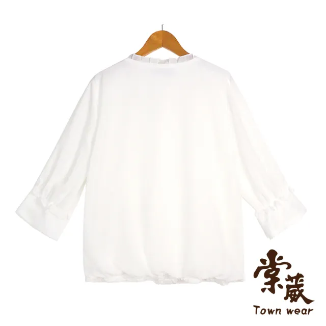 【TOWN’WEAR 棠葳】素雅細格紋開襟七分袖上衣 2色(女上衣/女上著/透膚/素色/鑽飾)