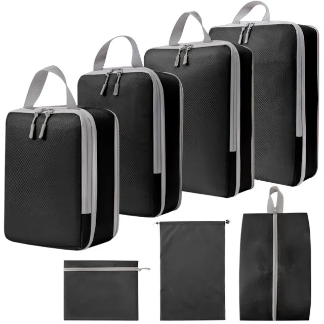 【BeOK】旅行衣物壓縮收納包7件組(壓縮4件套+束口袋+鞋袋+平口袋)