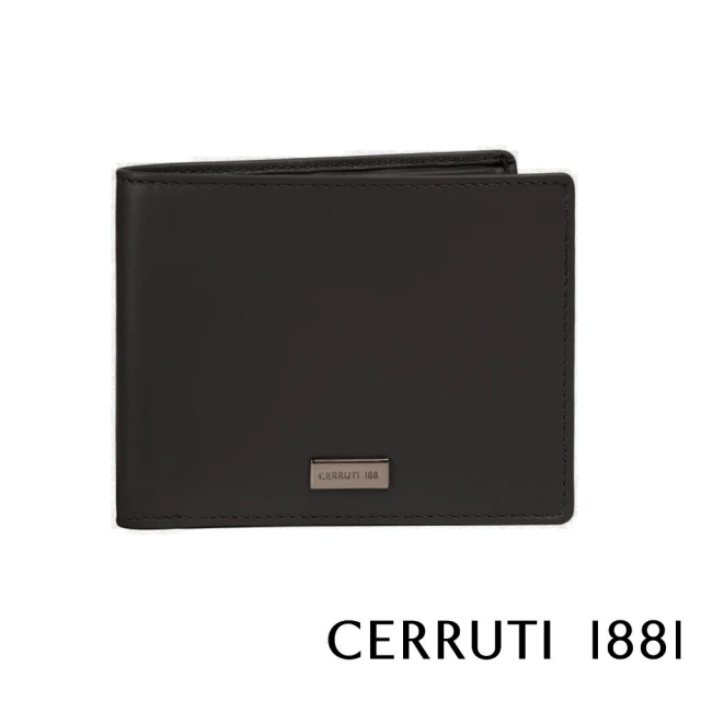 【Cerruti 1881】限量2折 義大利頂級小牛皮8卡短夾皮夾 CEPU05431M 全新專櫃展示品(黑色 贈原廠送禮提袋)
