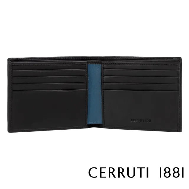 【Cerruti 1881】限量2折 義大利頂級小牛皮8卡短夾皮夾 CEPU05421M 全新專櫃展示品(黑色 贈原廠送禮提袋)