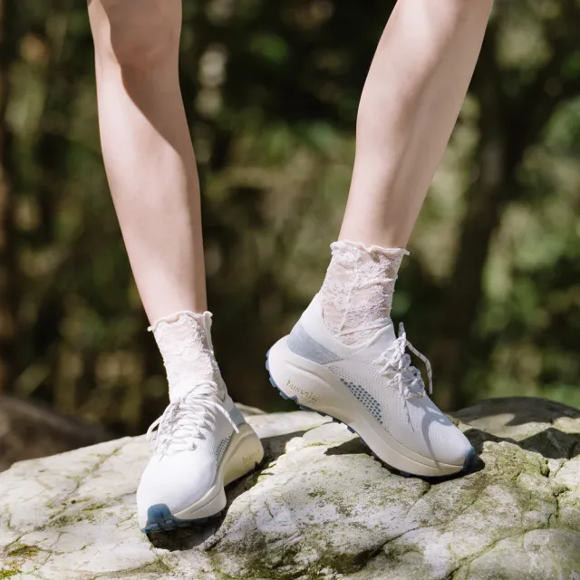 【bussola】BMS 彈力飛織襪套式厚底健行休閒鞋(白色)