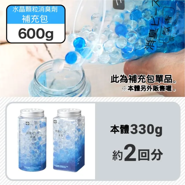 【LEC】水晶顆粒消臭劑美型角柱微香-2入組(瓶裝330g+補充包600g)