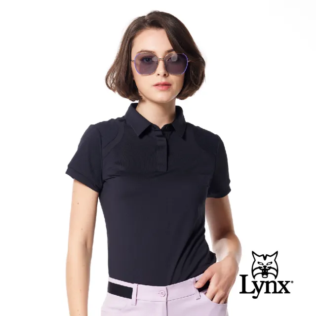 【Lynx Golf】女款合身版日本進口素材抗菌除臭機能後背LOGO立體凸印設計短袖POLO衫/高爾夫球衫(二色)