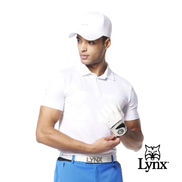 【Lynx Golf】首爾高桿風格！男款合身版彈性舒適素面山貓下擺側開設計短袖POLO衫/高爾夫球衫(二色)