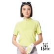 【Lynx Golf】首爾高桿風格！女款銀離子抗菌除臭左肩剪接造型山貓膠標短袖立領POLO衫/高爾夫球衫(二色)