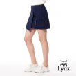 【Lynx Golf】首爾高桿風格！女款LOGO織帶剪接後腰斜開造型雙貼袋設計運動褲裙(丈青色)