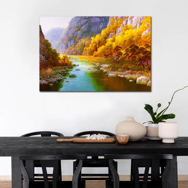 【御畫房】金秋溪水 國家一級畫師手繪油畫60×90cm(VF-83)
