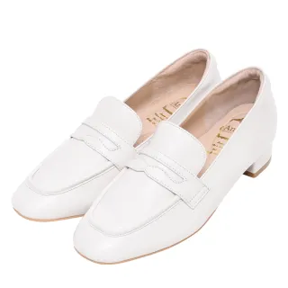 【Ann’S】頂級綿羊皮 柔軟素面粗跟樂福鞋3cm(白)