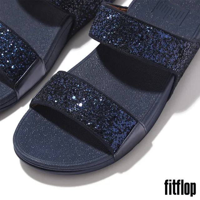 【FitFlop】LULU GLITTER SLIDES經典亮片雙帶涼鞋-女(午夜藍)