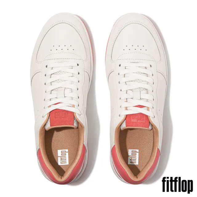 【FitFlop】全新 RALLY EVO 皮革休閒鞋-女(都會白/玫瑰珊瑚色)
