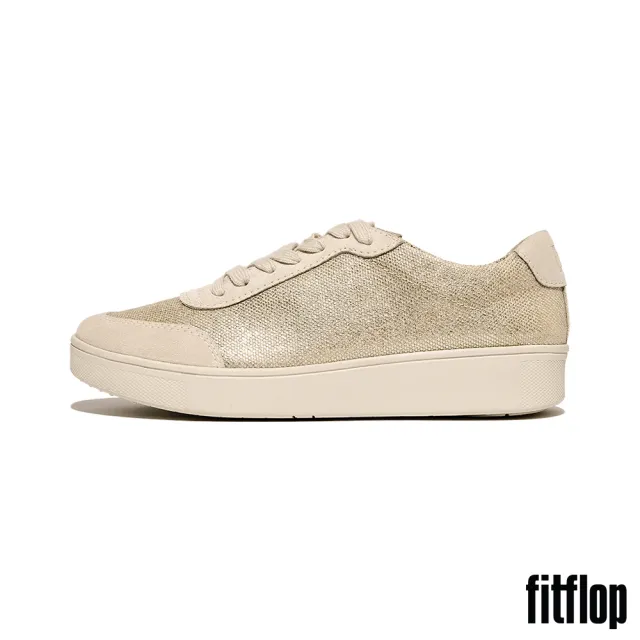 【FitFlop】RALLY 金屬亮粉帆布休閒鞋-女(鉑金色)