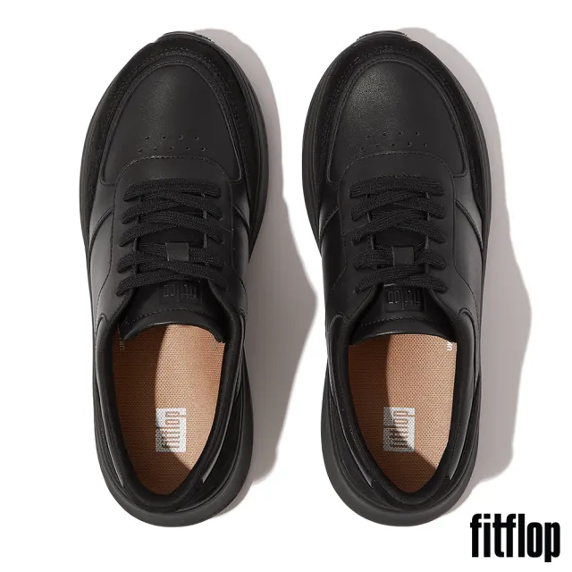 【FitFlop】F-MODE 皮革/麂皮厚底休閒鞋-女(靚黑色)