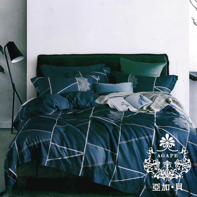 AGAPE 亞加．貝AGAPE 亞加．貝 頂級60支《日誌時刻》100%純天絲 雙人特大6x7尺 鋪棉兩用被床罩八件組(專櫃100天絲)