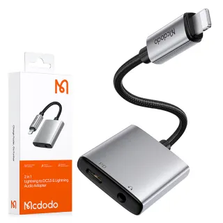 【Mcdodo 麥多多】二合一 Lightning+3.5mm 轉接頭音頻轉接線 勁速(聽歌/iPhone充電/即插即用)