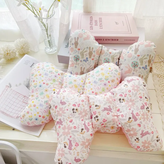 【Lianne baby】女寶手工寶寶嬰兒推車汽座護頸枕 蝴蝶枕(推車靠枕 安全座椅枕頭 天使枕)