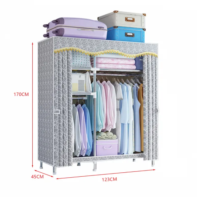 【聚優】家用臥室佈衣櫃鋼管衣架-45*123*170CM(收納櫃 摺疊衣櫥 衣櫃 外租房)