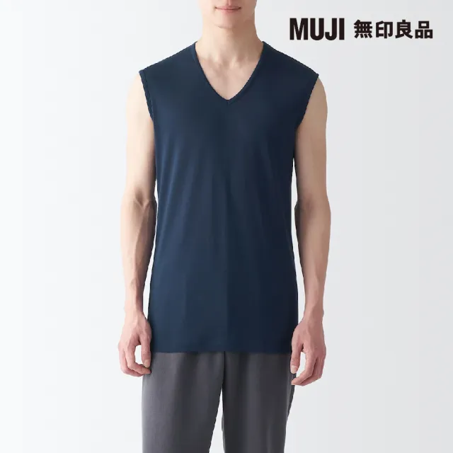 【MUJI 無印良品】男涼爽柔滑V領無袖T恤(共5色)