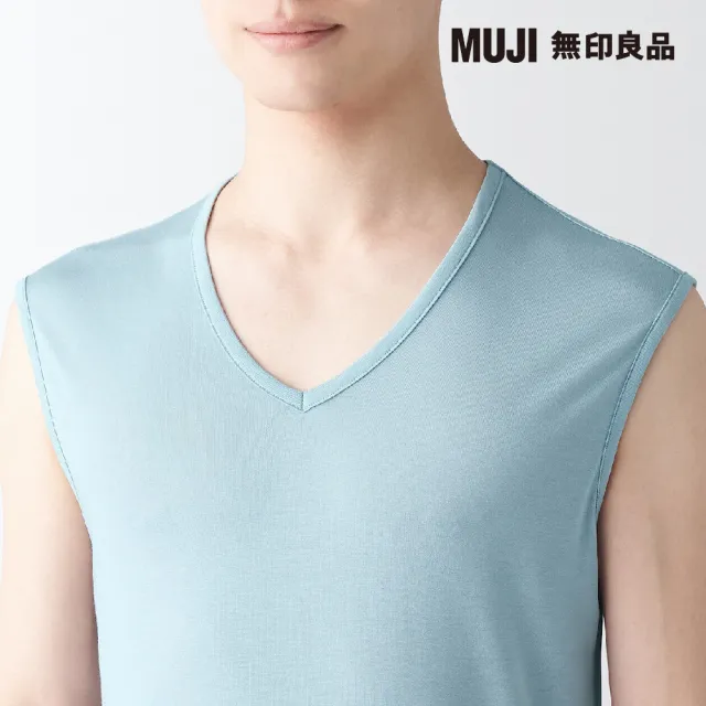 【MUJI 無印良品】男涼爽柔滑V領無袖T恤(共5色)