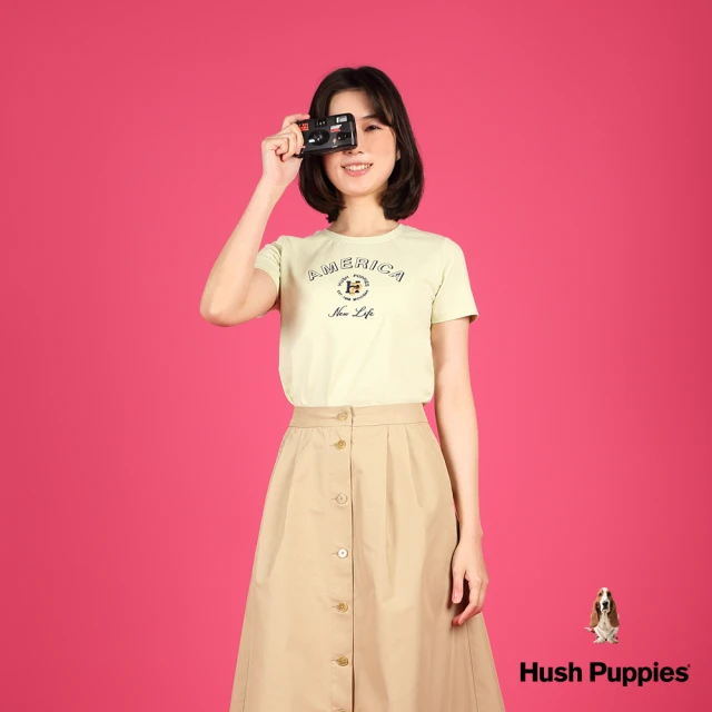 Hush Puppies 女裝 T恤 經典HP造型繡花短袖T恤(淺綠 / 43211104)