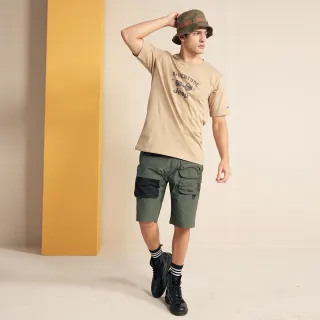【JEEP】男裝 多口袋設計工裝短褲(橄欖綠)
