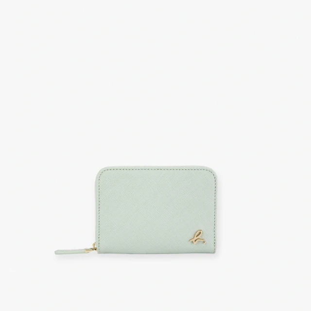 agnes b.agnes b. Voyage經典款 b logo防刮牛皮拉鍊零錢包(湖水綠)