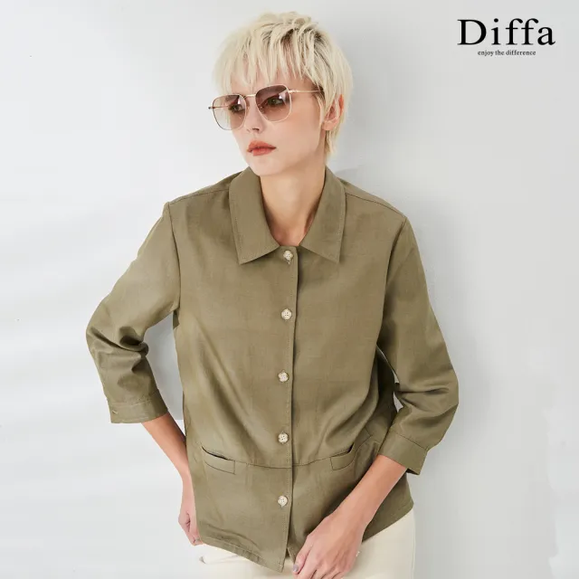 【Diffa】質感襯衫領設計上衣-女