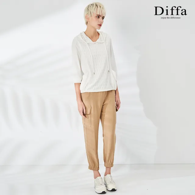 【Diffa】舒適親膚貼袋設計工裝長褲-女