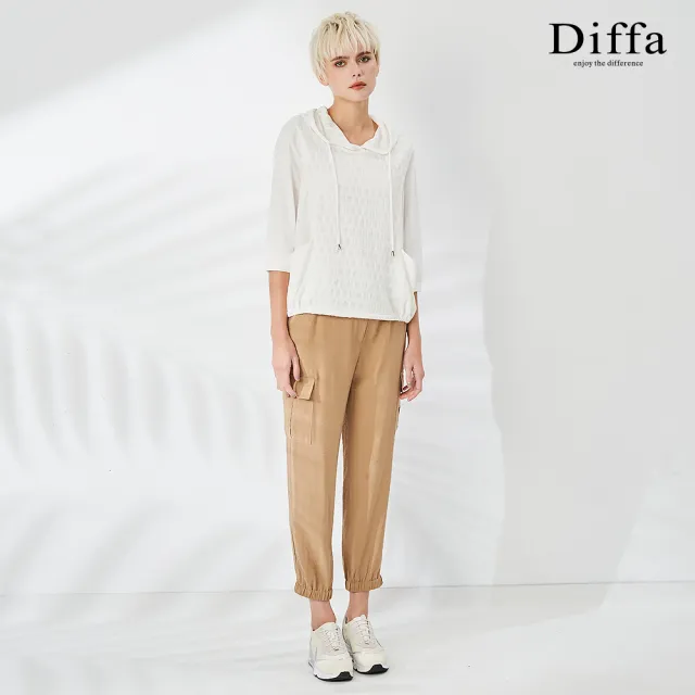 【Diffa】舒適親膚貼袋設計工裝長褲-女