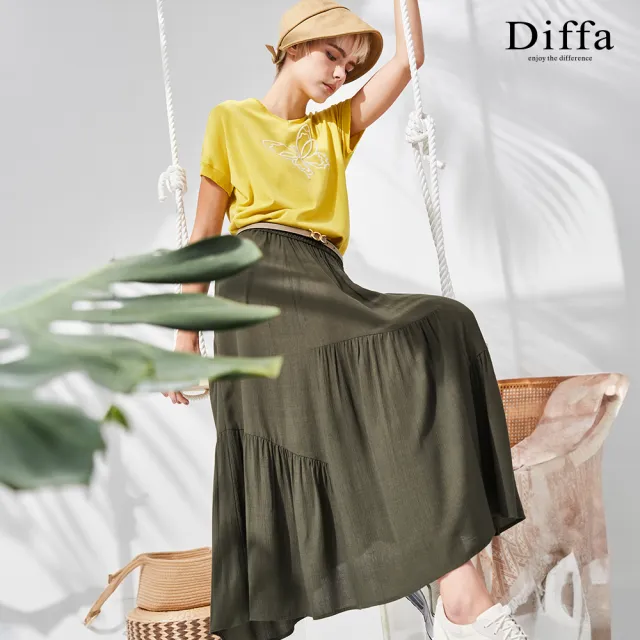 【Diffa】美型剪裁蛋糕長裙-女