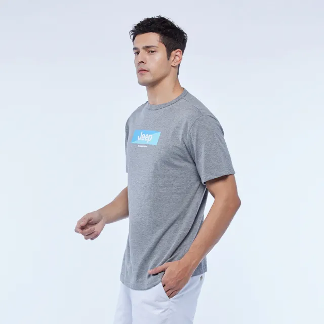 【JEEP】男裝 簡約風格LOGO短袖T恤(灰色)
