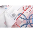 【Hermes 愛馬仕】Cliquetis 釦環及繩索圖案絲質方巾(白色/粉紅色/藍色)