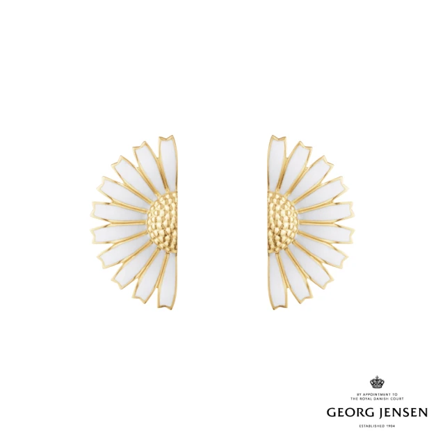 Georg Jensen 官方旗艦店 DAISY 耳環(18K黃金電鍍純銀 白瓷琺瑯 耳環)