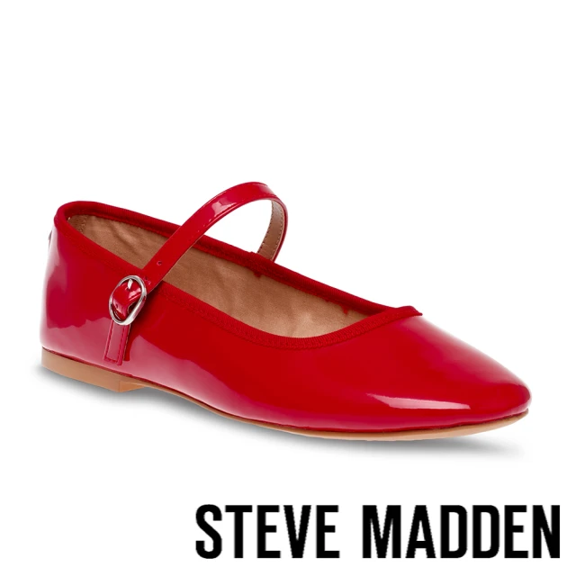 steve madden VINETTA 皮革圓頭瑪莉珍鞋(紅色)