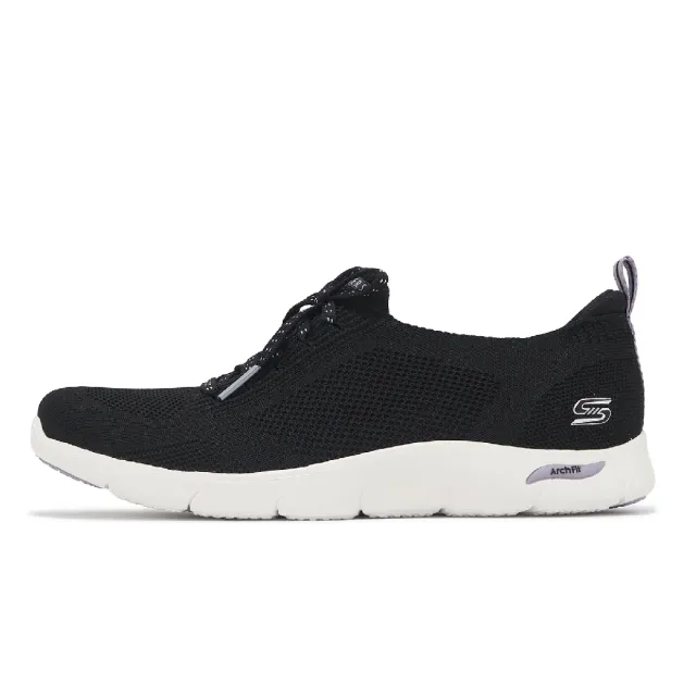 【SKECHERS】休閒鞋 Arch Fit Refine-Freesia 女鞋 黑 紫 輕量 避震 健走鞋(104542-BKPR)