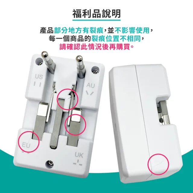 【NICELINK】旅行萬用轉接頭 全球通用型 US-400A WH(福利品)