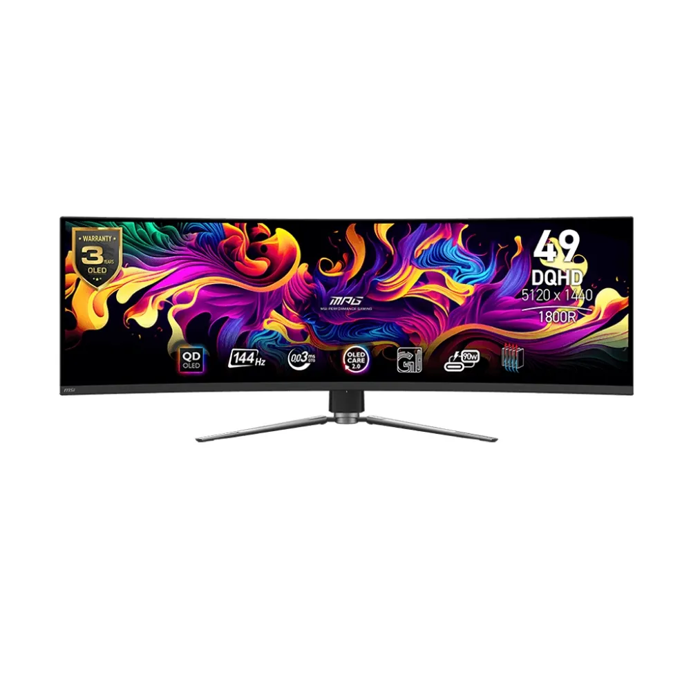 【MSI 微星】MPG 491CQP QD-OLED 49型 DQHD 144Hz 電競曲面顯示器(0.03ms/ClearMR 8000/HDR400/1800R)