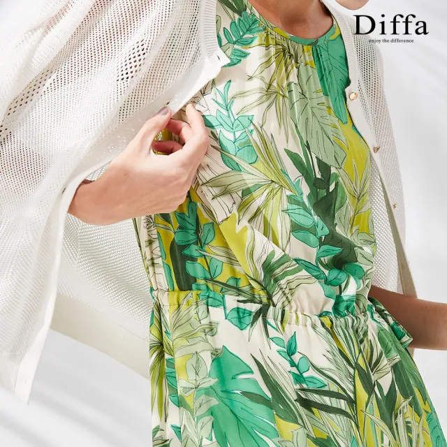 【Diffa】綠花背心式連身洋裝-女